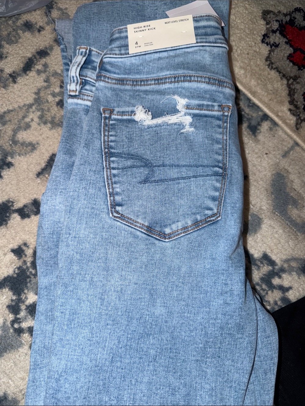American Eagle Outfitters High-Rise Skinny Kick Jeans in Light Blue